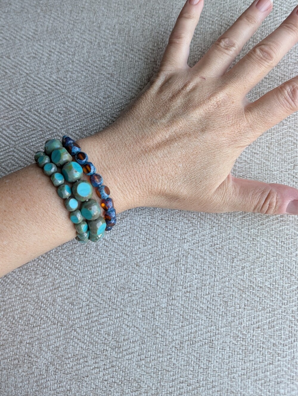 glass bead ARTISAN BRACELET aqua blue
